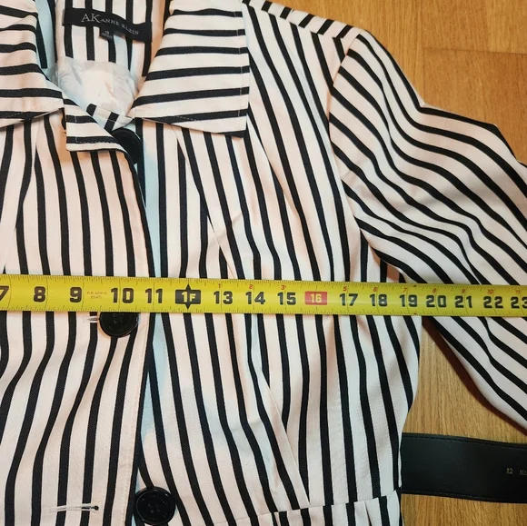 Anne Klein Black and White Striped Jacket - Picture 7 of 11